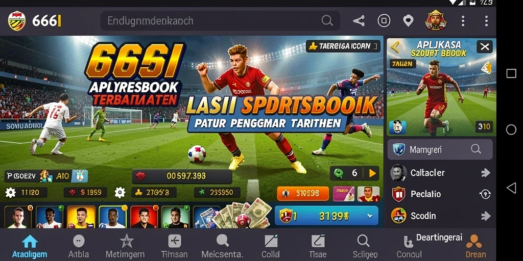 Tampilan gameplay taruhan olahraga di aplikasi 666I.