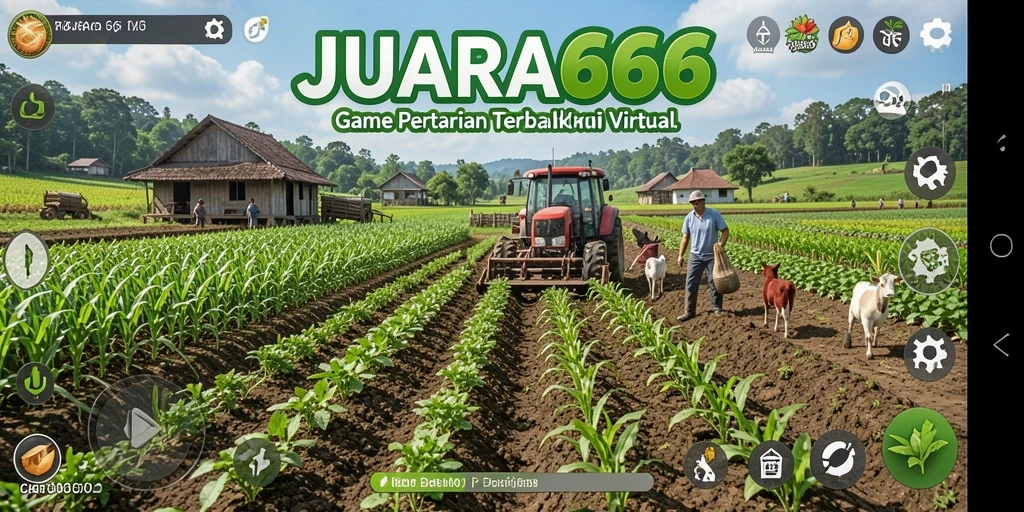 Tampilan utama gameplay JUARA666 yang menarik dengan aktivitas bertani.