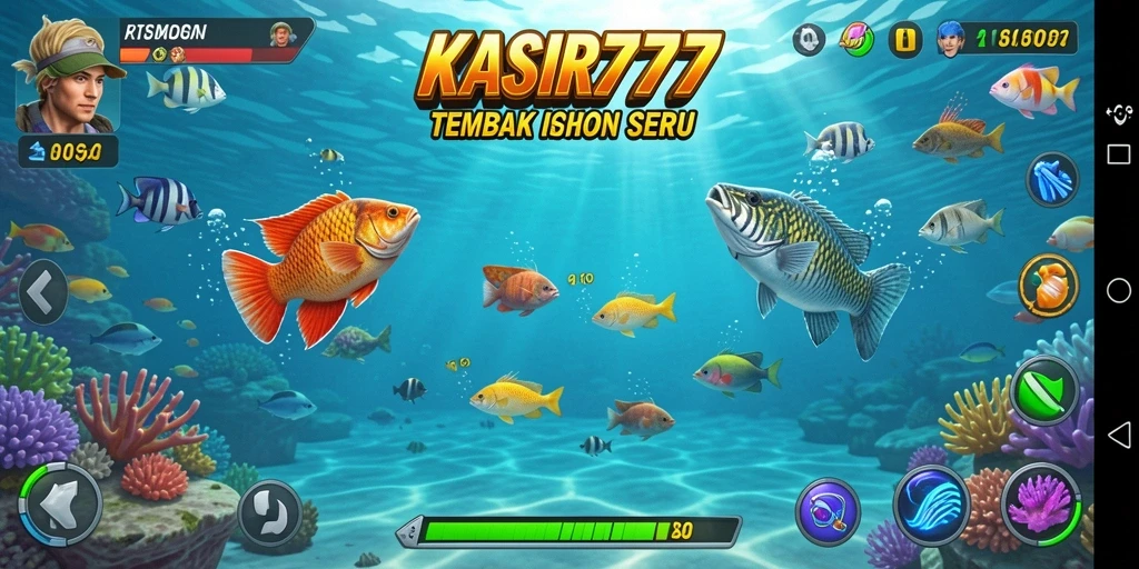 Screenshot gameplay KASIR777 dengan penembakan ikan yang seru.