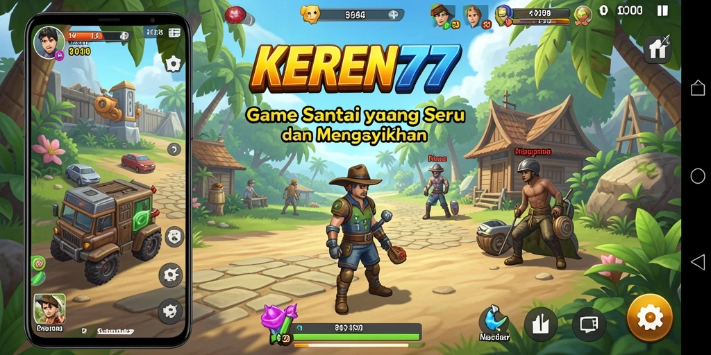 Tampilan gameplay KEREN77 yang ceria dan mengasyikkan.
