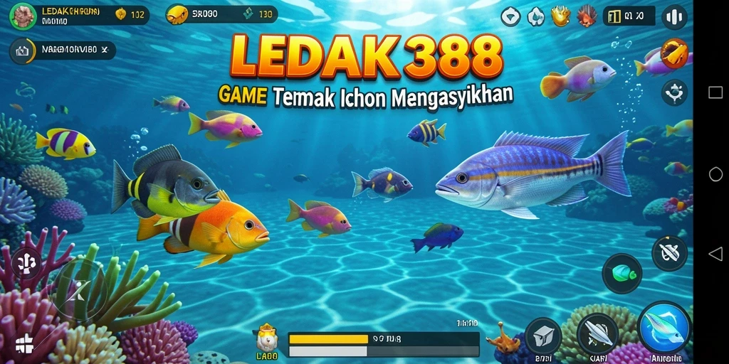 Gameplay seru di LEDAK388 dengan beragam ikan untuk ditembak.