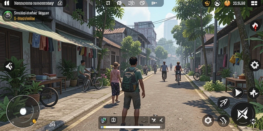 Tangkapan layar gameplay ZK6 menampilkan interaksi karakter dalam simulasi kehidupan.